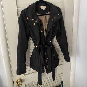Michael Kors M belt utility Rain Coat Lightweight zip Duster Jacket hood option